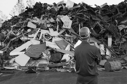 Construction site with demolition waste
