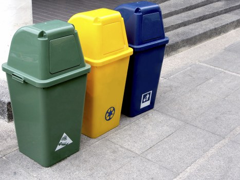 Safety measures around a skip on a Wembley construction site